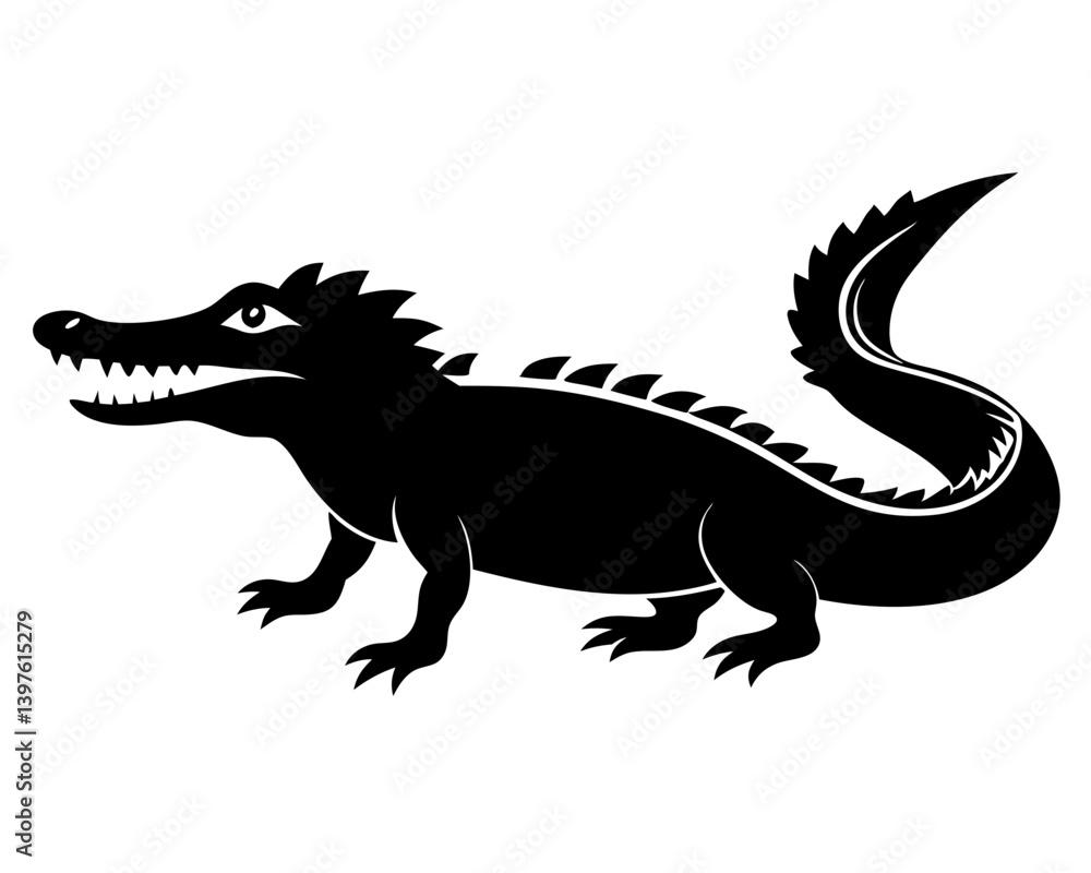 Fototapeta premium Crocodile Silhouette Vector Design, Crocodile SVG, Crocodile Icon