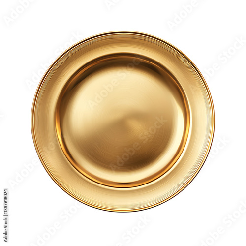 Obraz na płótnie Shiny golden metal plate on transparent background w salonie