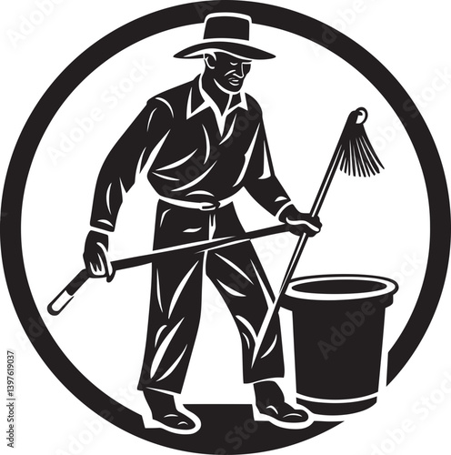 Underappreciated Yet Essential The Role of a Janitor with a Mop and Bucket