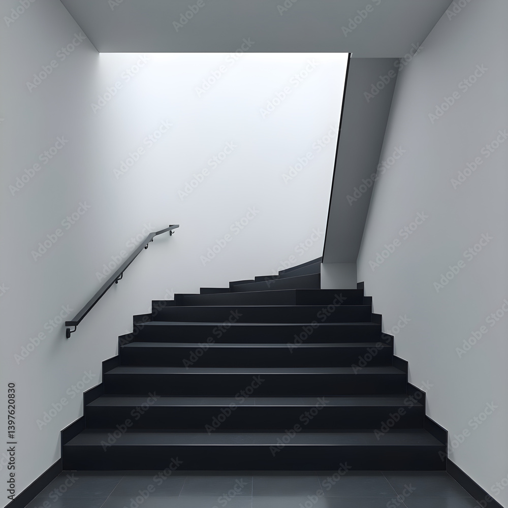 Fototapeta premium bright stairs interior, liminal place style, minimalistic view 