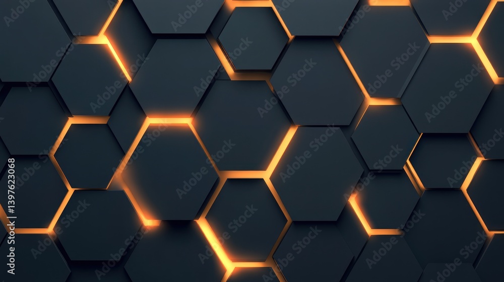 Geometric shapes featuring a vibrant glowing orange lighting display Geometric shapes featuring a vibrant glowing orange lighting display
