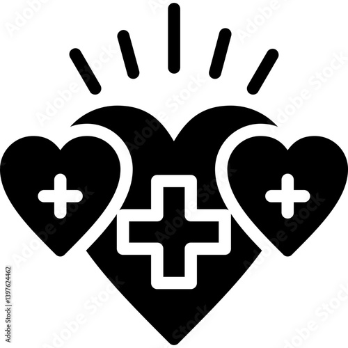 Medical Heart Glyph Icon