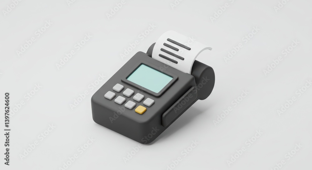 Showing Point of Sale Machine with Blank Screen and Receipt Roll Showing Point of Sale Machine with Blank Screen and Receipt Roll