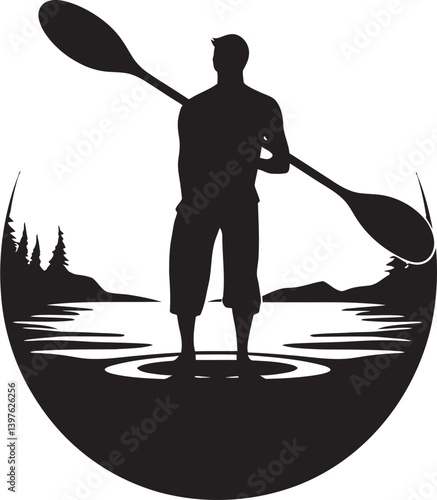 Nature  Balance A Kayak Standing Upright Amongst the Waves