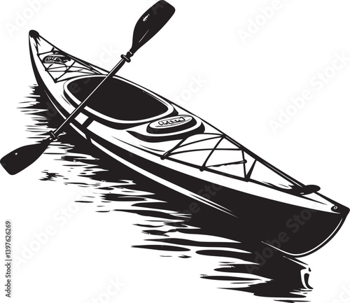 Kayak Reflections Standing Upright as a Canvas for Nature  Artistry