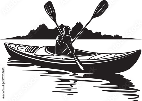 The Magic of Still Waters A Kayak Standing Upright in Reflection