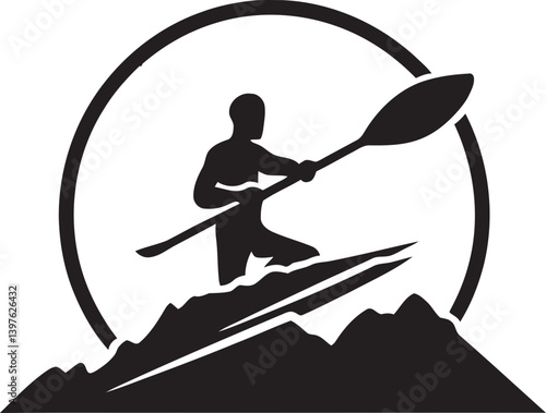 Kayaking Harmony Finding Balance with a Vessel Standing Upright