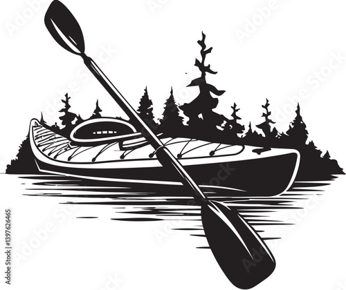 Upright in Nature A Kayak  Majestic Presence Against a Sunset Backdrop