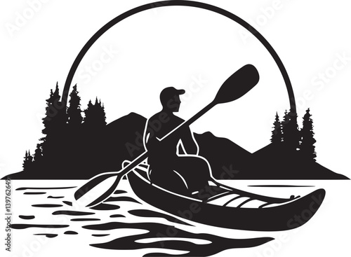 The Journey of Discovery A Kayak Standing Upright on Water