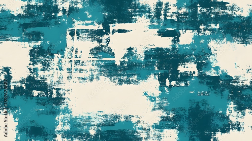 A teal and cream abstract art design with textured brushstrokes. A teal and cream abstract art design with textured brushstrokes.