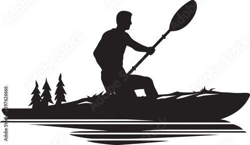 The Tranquility of Kayaking An Upright Kayak Amidst Still Waters