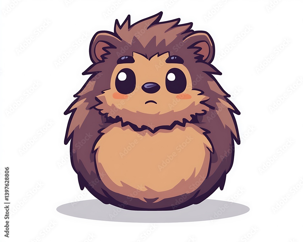 Fototapeta premium An Adorable Cartoon Hedgehog Displaying a Slightly Concerned Expression