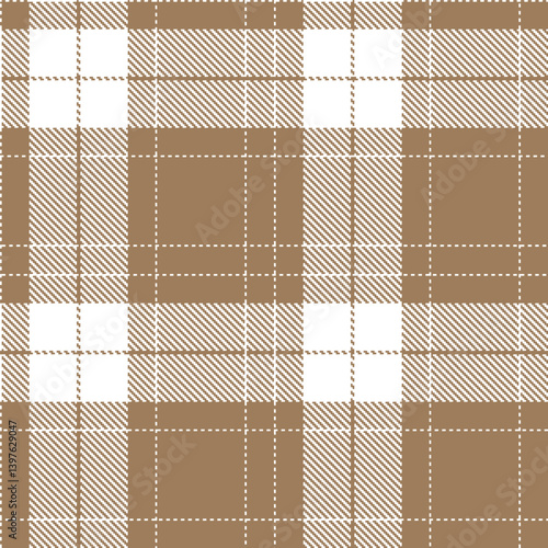 Classic white Seamless Tartan with Mellow mocha accents Textile Design