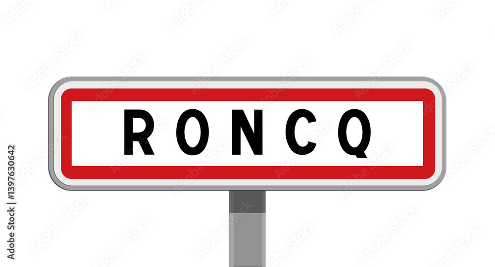 Panneau sur poteau de Roncq, Nord, Hauts-de-France