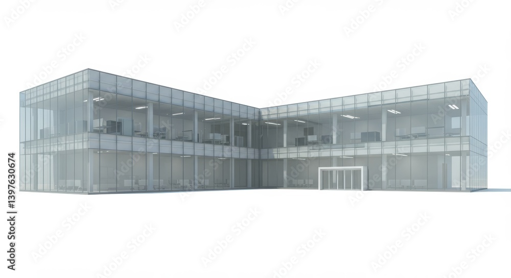 Obraz premium Modern glass facade building with clean architectural design and open space
