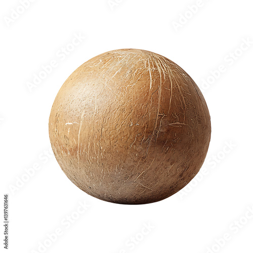 Obraz na płótnie A rough textured whole brown coconut is shown centered on a clean transparent background with realistic detail and natural surface patterns clearly visible w salonie