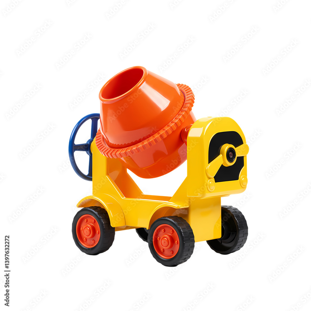 Toy Cement Mixer Kids Construction Vehicle on transparent background