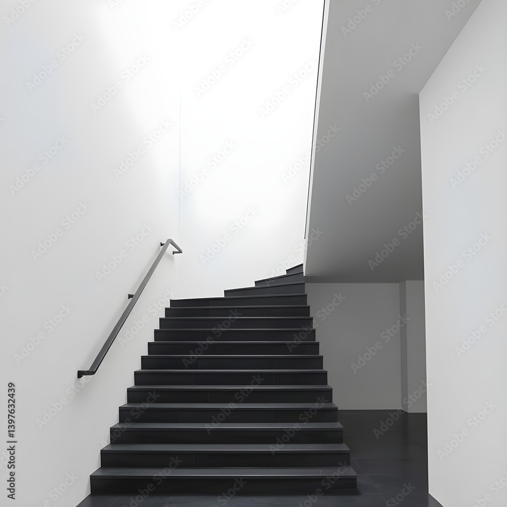 Fototapeta premium bright stairs interior, liminal place style, minimalistic view 