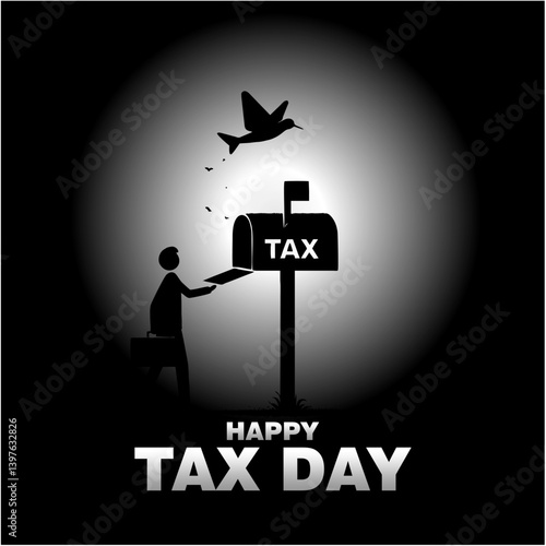 Happy Tax Day Social Media Post – Person Mailing TAX Envelope Illustration