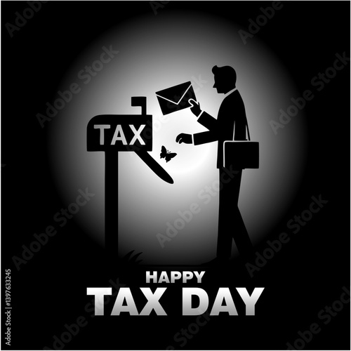 Happy Tax Day Social Media Post – Person Mailing TAX Envelope Illustration