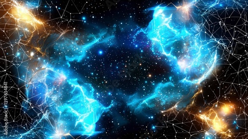 Cosmic explosion of colorful nebulae outer space digital art universe abstract concept