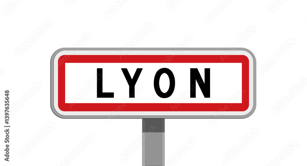 Panneau sur poteau de Lyon, Rhône, Auvergne-Rhône-Alpes Panneau sur poteau de Lyon, Rhône, Auvergne-Rhône-Alpes