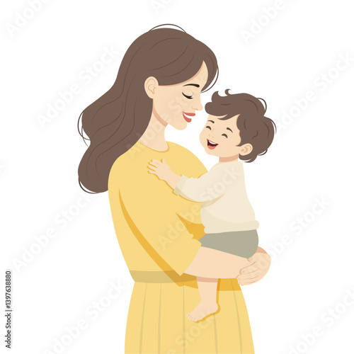 Mother's Day postcard collection. Vector illustration of women with children. Mom with a baby. Beautiful template. Can be used for a banner, poster, card. isolated background