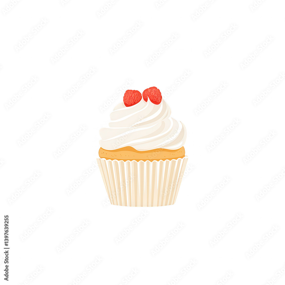 Delicious cupcake with creamy frosting and topped with red berries, perfect for dessert lovers and celebrations. Delicious cupcake with creamy frosting and topped with red berries, perfect for dessert lovers and celebrations.