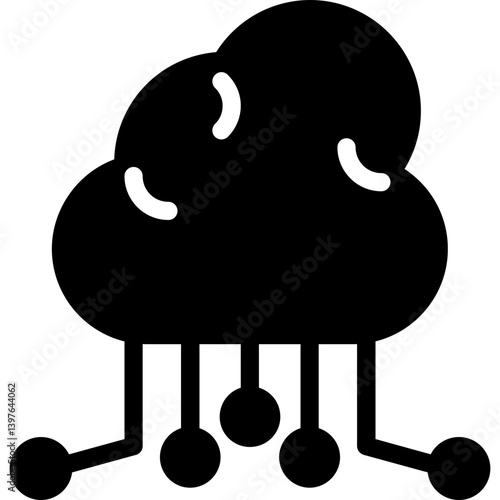 Cloud Computing, cloud storage, online collaboration, cloud network, digital workspace, remote access, cloud services, cloud security, internet-based computing, data storage Glyph Icon