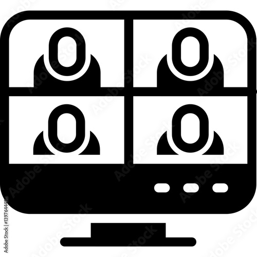 Virtual Meeting, online conference, digital meeting, video chat, remote meeting, remote work, Zoom meeting, virtual team, online collaboration, teleconferencing Glyph Icon