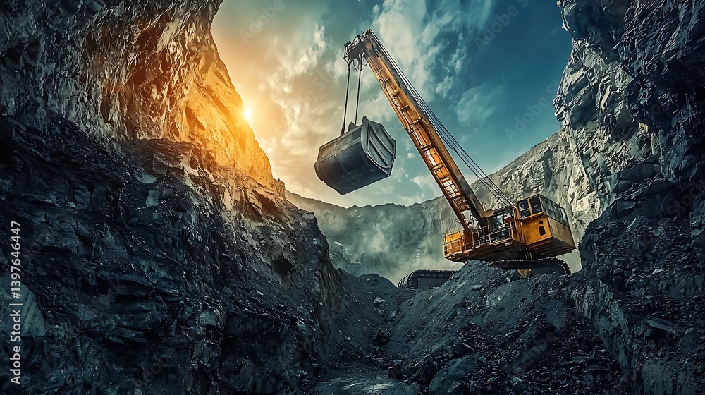 Heavy machinery removing material from a large open pit mine Heavy machinery removing material from a large open pit mine