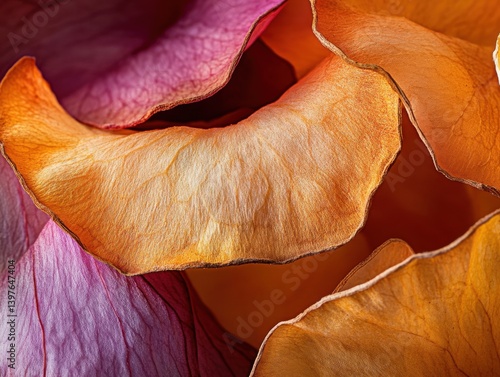 Obraz na płótnie Close-up of dried flower petals with side lighting w salonie