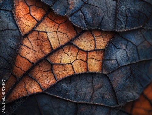 Obraz na płótnie Close-up of dried leaves macro photography and side lighting w salonie