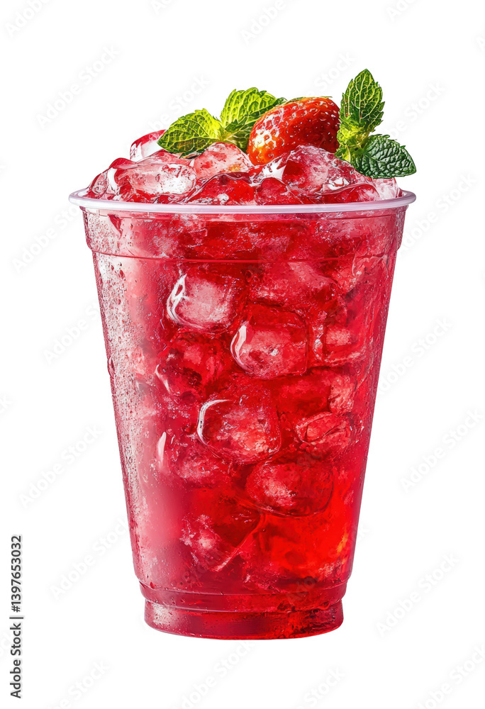 Refreshing strawberry drink beverage summer isolated on transparent background, png Refreshing strawberry drink beverage summer isolated on transparent background, png