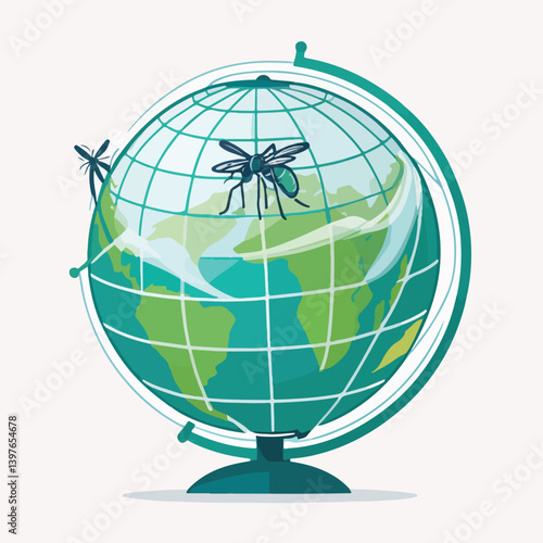 globe covered with malaria mosquitoes