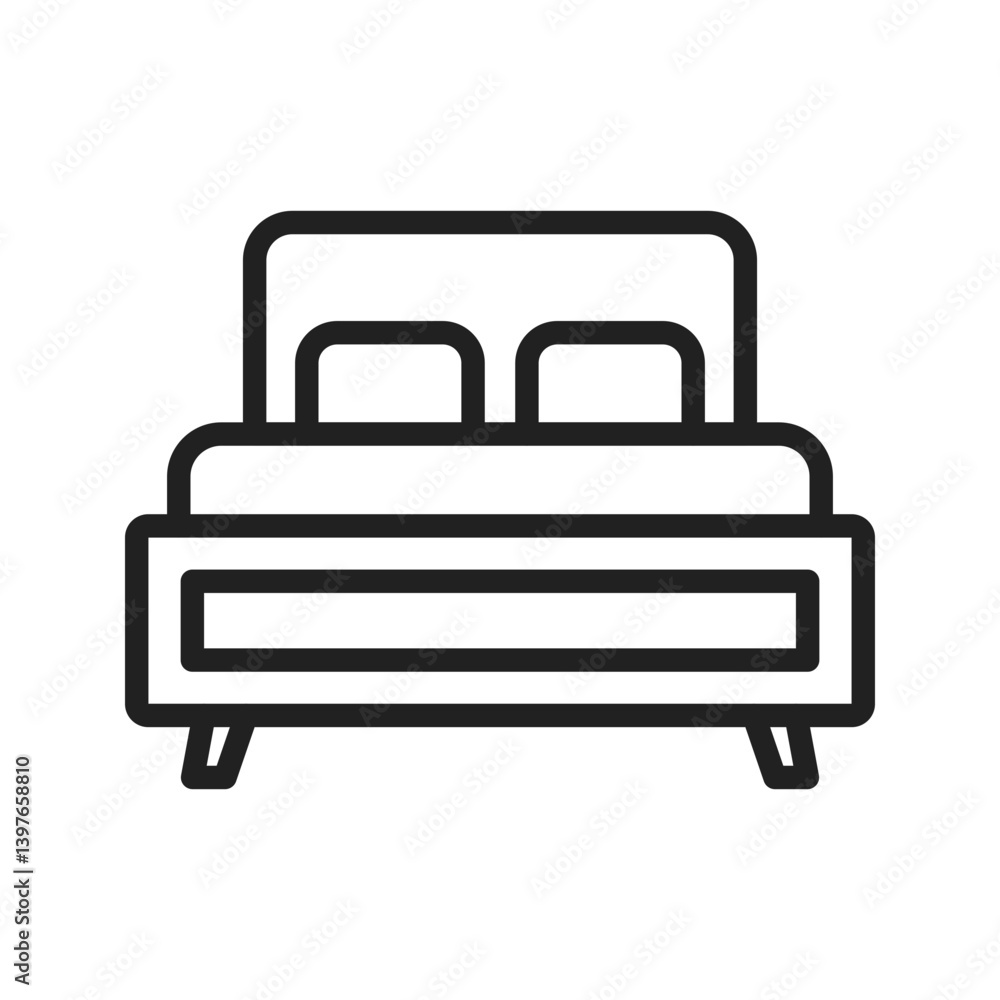 Double Bed icon vector image. Suitable for mobile apps, web apps and print media. Double Bed icon vector image. Suitable for mobile apps, web apps and print media.