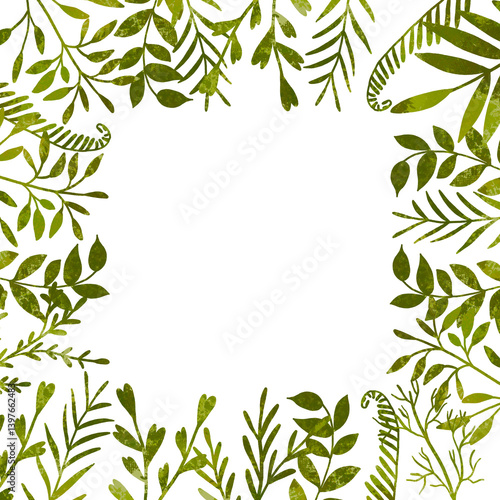 Wallpaper Mural Watercolor palm leaves square border frame. Hand drawn botanical illustration background. Card for wedding. Spring summer. Green pattern Torontodigital.ca