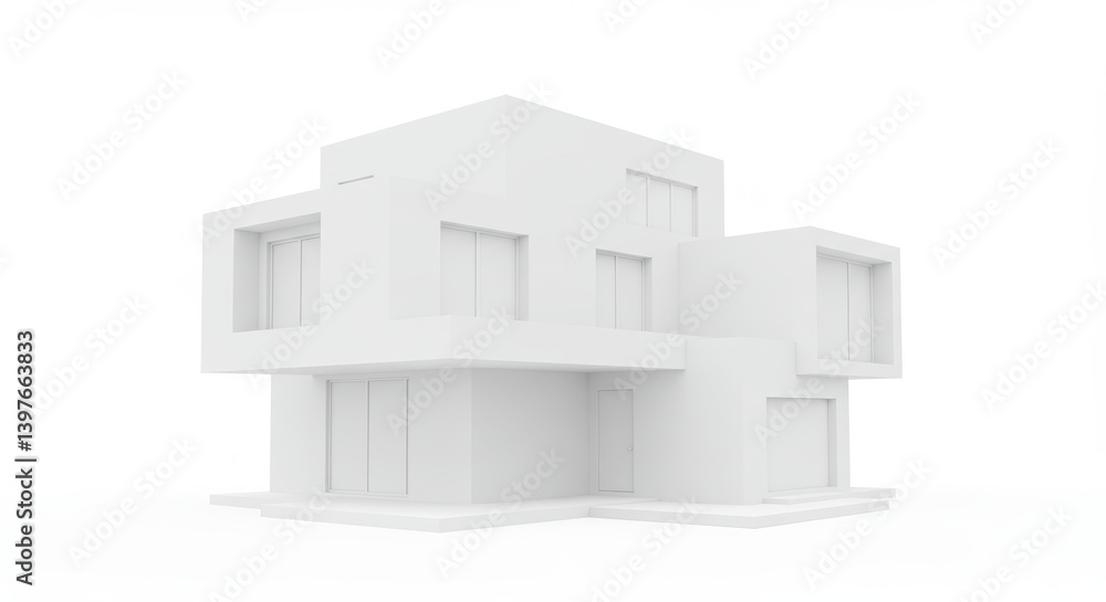 Architectural visualization showcasing a minimalist modern villa with geometric design Architectural visualization showcasing a minimalist modern villa with geometric design