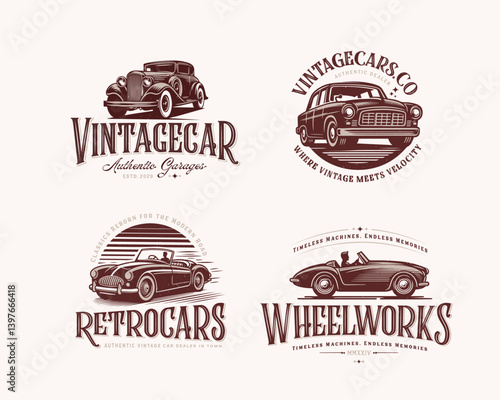 Vintage classic retro car garage logo template for sport car brand