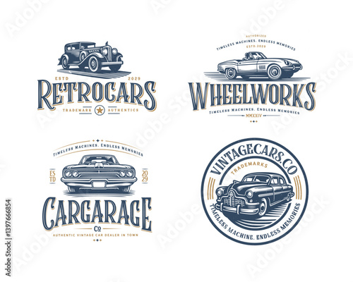 Vintage classic retro car garage logo template for sport car brand