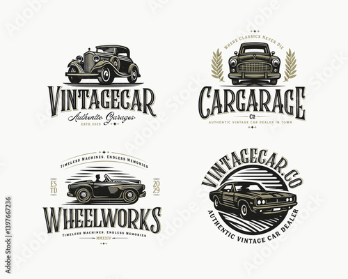 Vintage classic retro car garage logo template for sport car brand