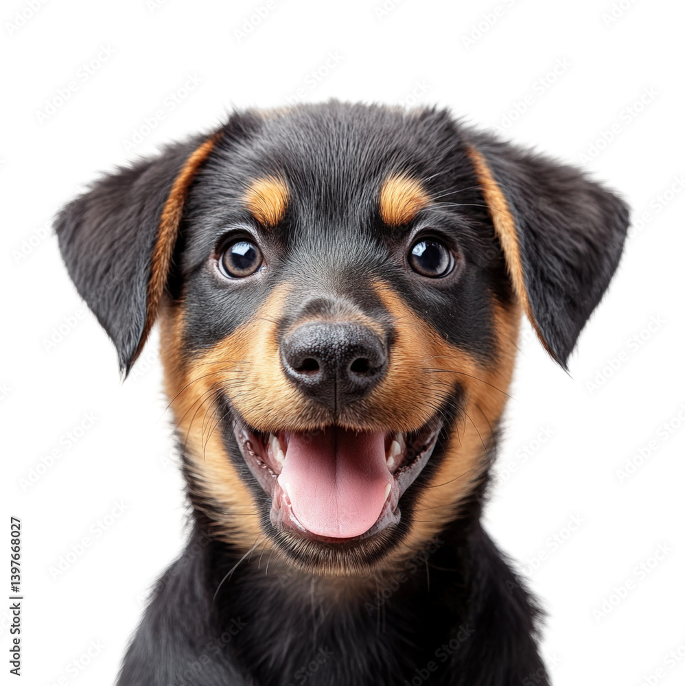 Happy puppy portrait pet isolated on transparent background, png Happy puppy portrait pet isolated on transparent background, png