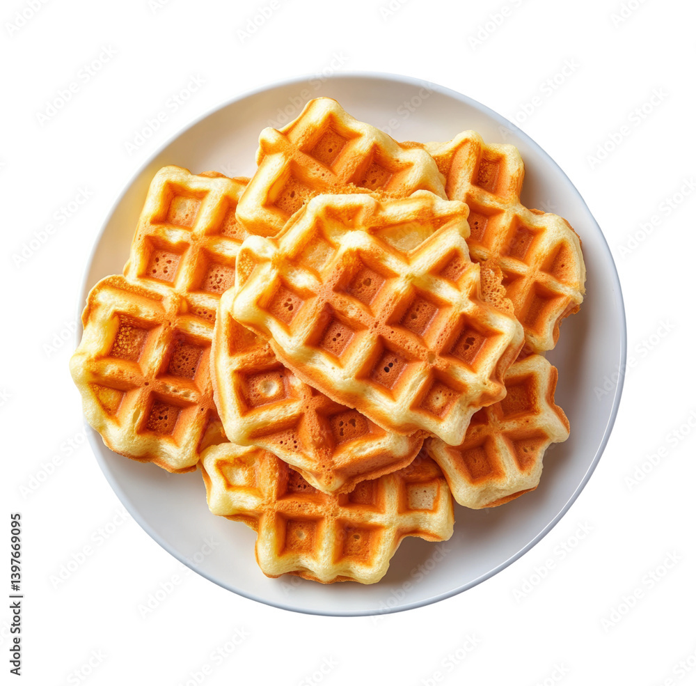 Delicious waffles kitchen food bright isolated on transparent background, png Delicious waffles kitchen food bright isolated on transparent background, png