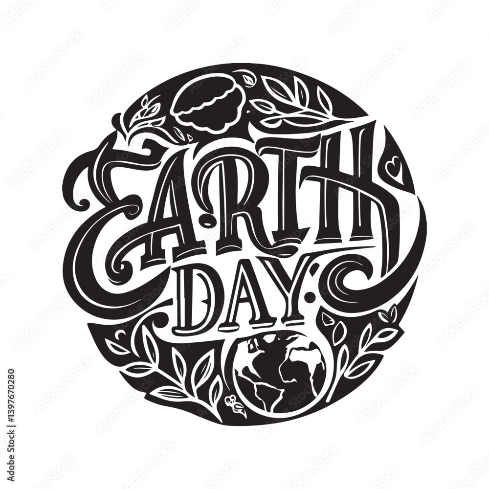 earth day typography silhouette vector earth day typography silhouette vector