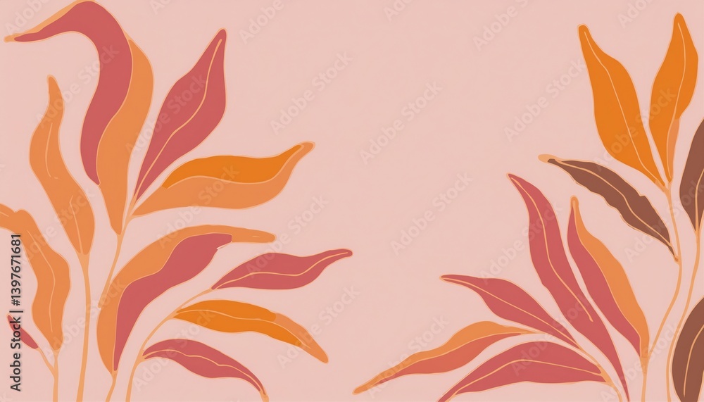 Fototapeta premium Elegant design featuring colorful leaves in warm shades against a soft, calming background.