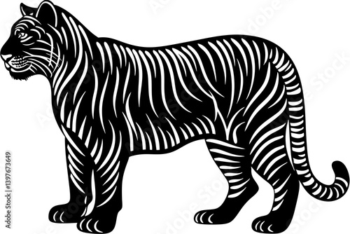 Powerful and captivating image of a wild cat in its natural environment, portraying strength, agility, and untamed beauty. Ideal for use in wildlife documentaries, nature-themed designs, conservation 