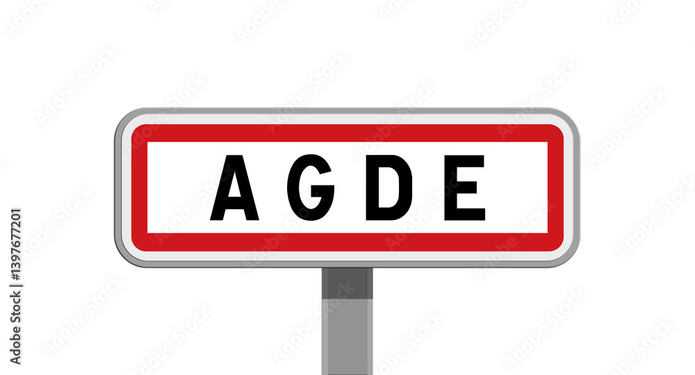 Panneau sur poteau d'Agde, Hérault, Occitanie Panneau sur poteau d'Agde, Hérault, Occitanie