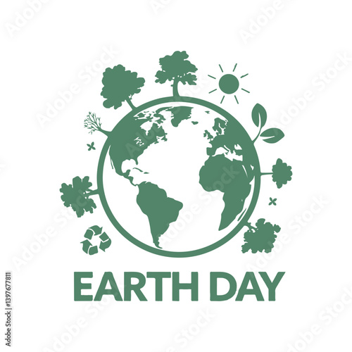 earth day typography silhouette vector