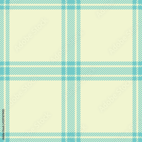 Pale seafoam blue Seamless Tartan with Muted eggshell accents Textile Design