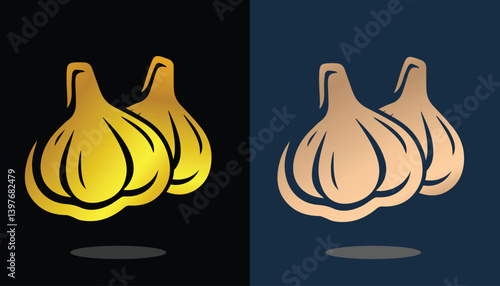 vector logo image for a business or company in the form of a beautiful and pretty and unique image of red and white onions with a black and white background for design purposes